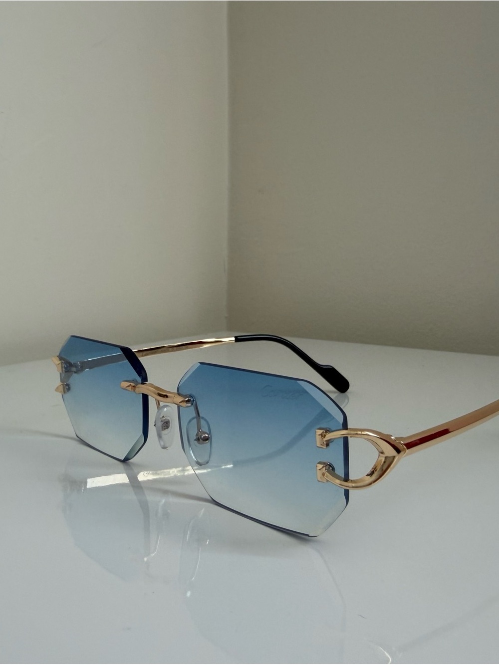 Cartier Blue Gradient Lens Sunglasses with Gold Frames